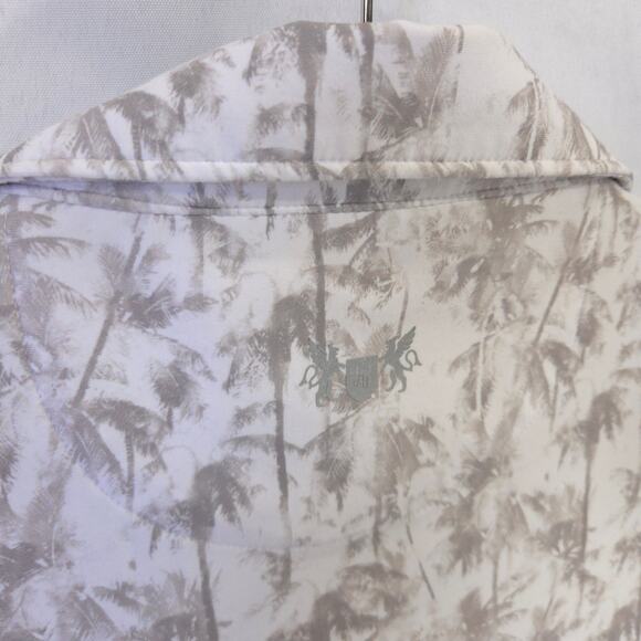 Hickey Freeman Polo Mens Small Gray Tropical Palm Tree All Over Performance Golf - Picture 5 of 9